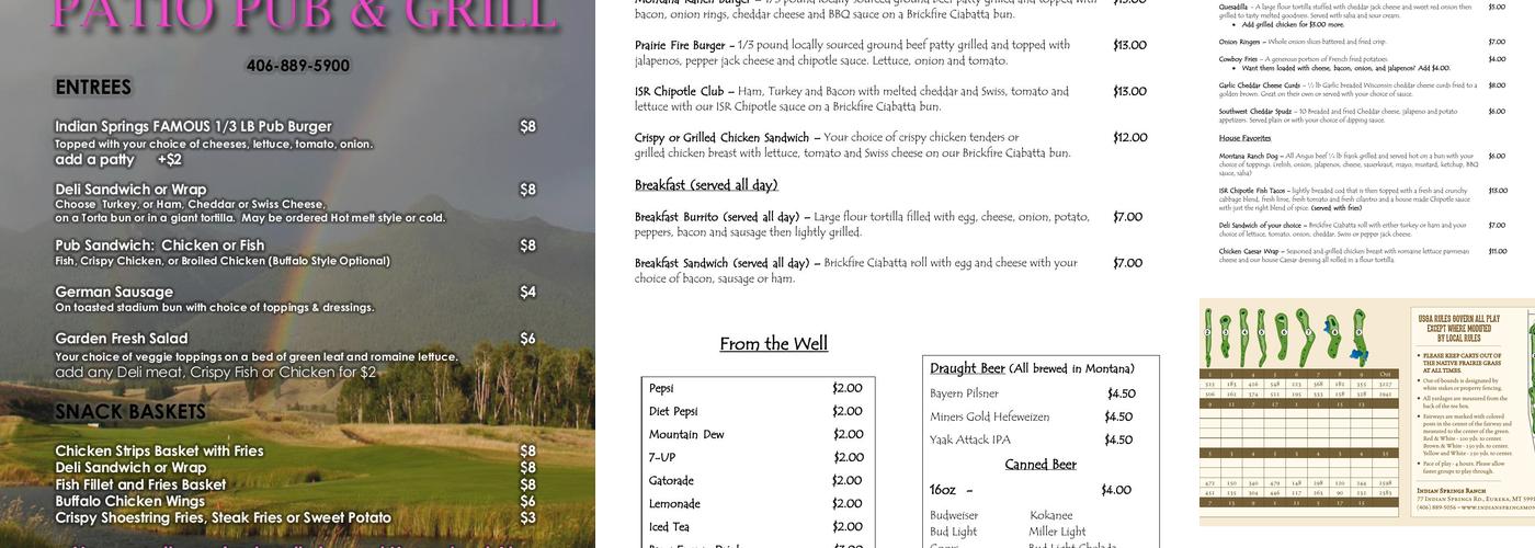 The Eagles Nest Patio Pub Menu