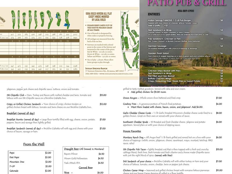 The Eagles Nest Patio Pub Menu