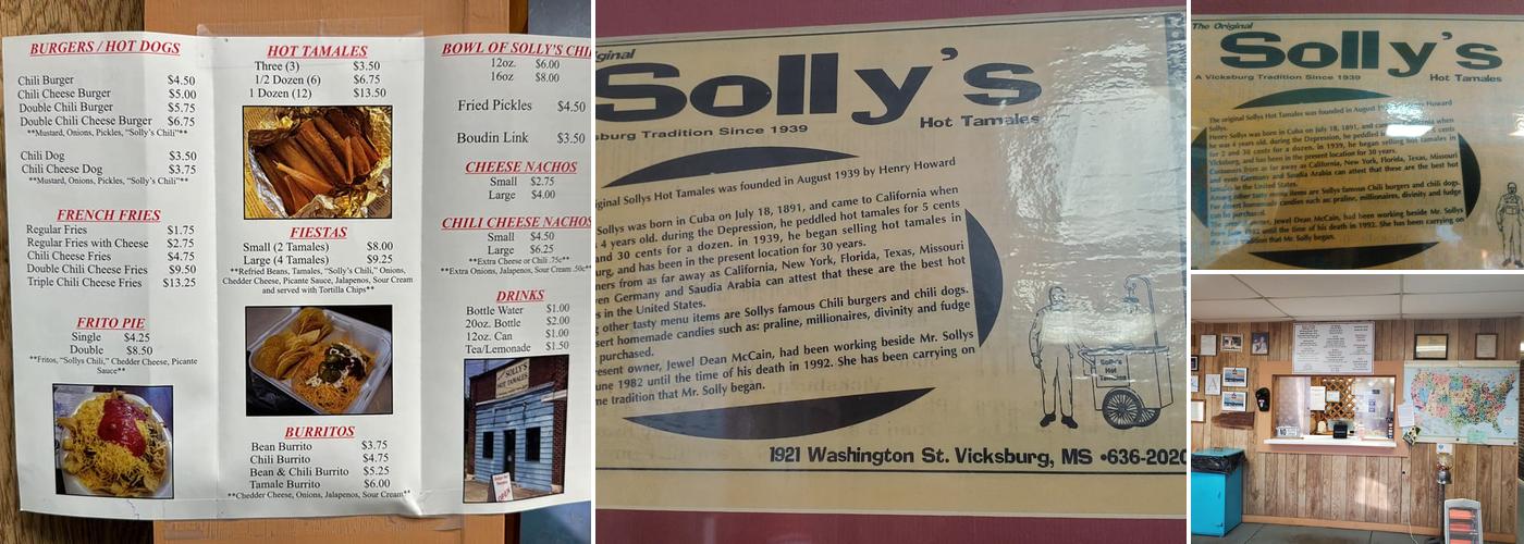 Sollys Hot Tamales Menu