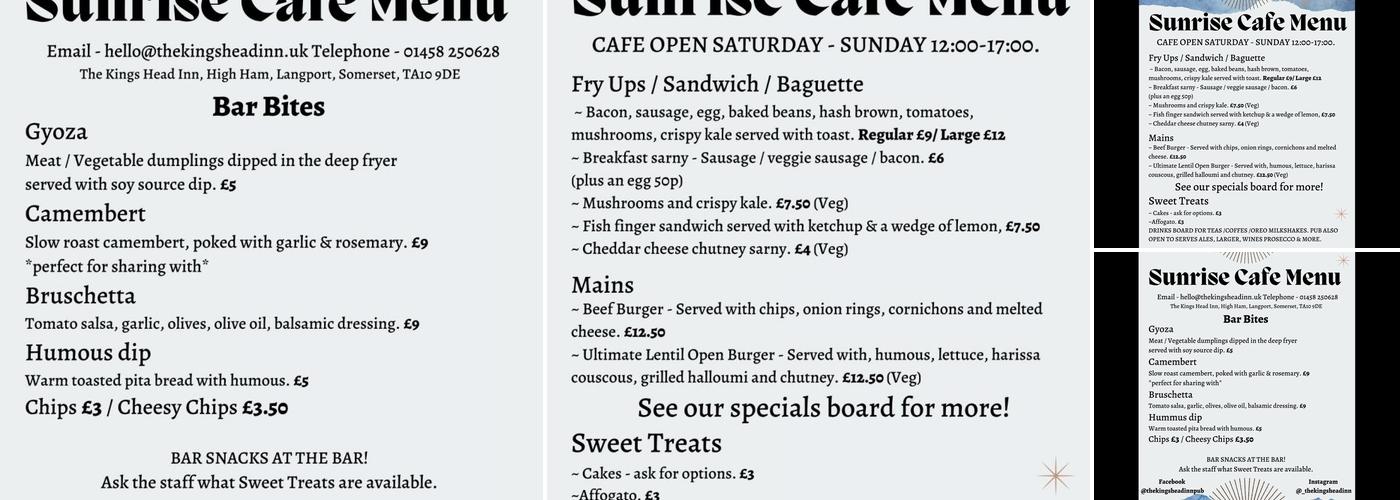 The Kings Head Inn Menu