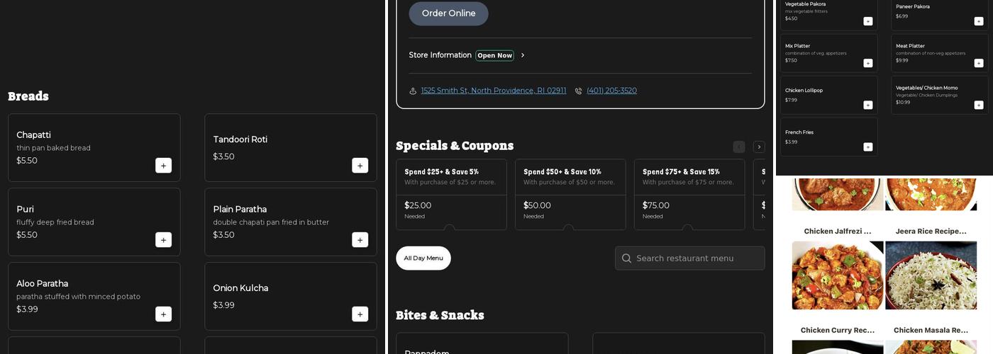 Curry Walla Indian Cuisine Menu