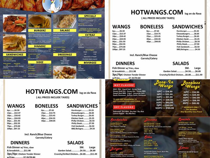 Hotwangz Inc. Menu
