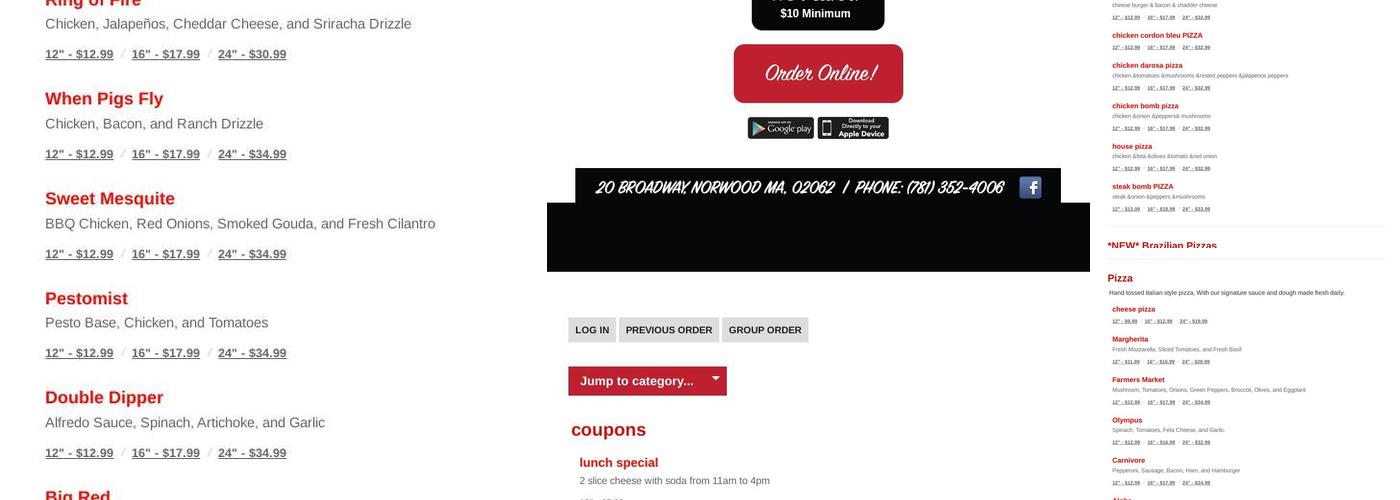 Crushed peppers Menu