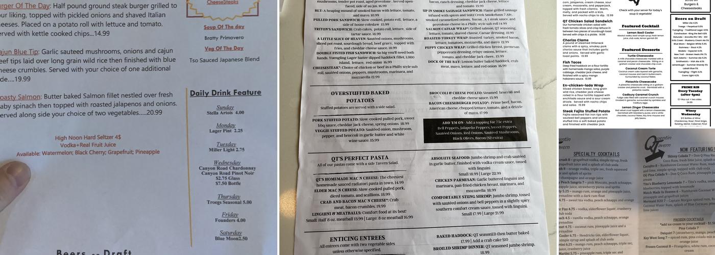 Quentin Tavern Menu
