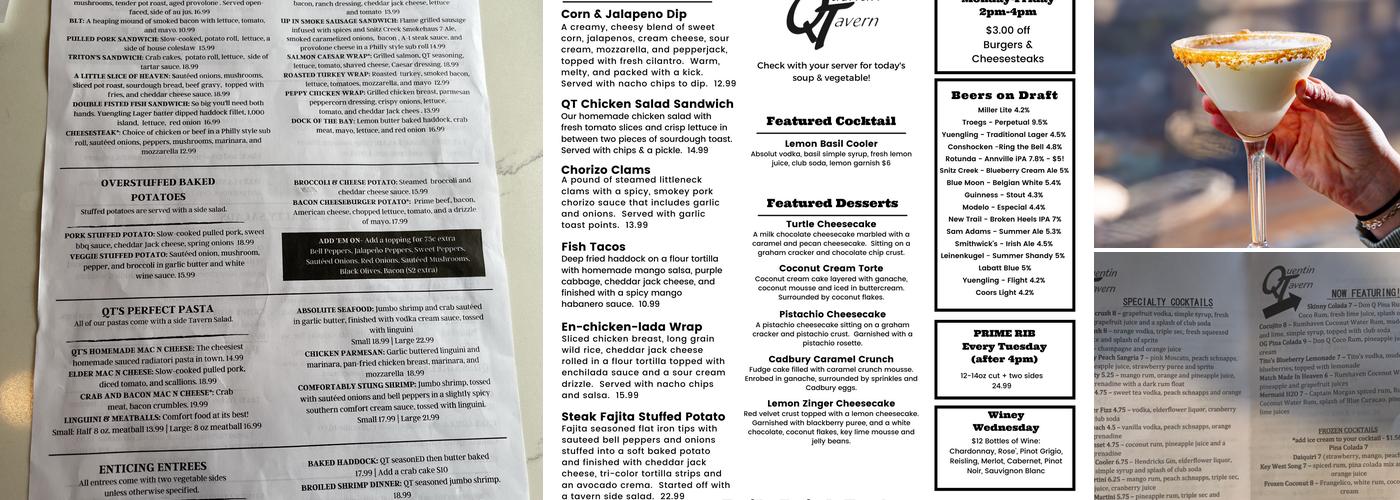 Quentin Tavern Menu