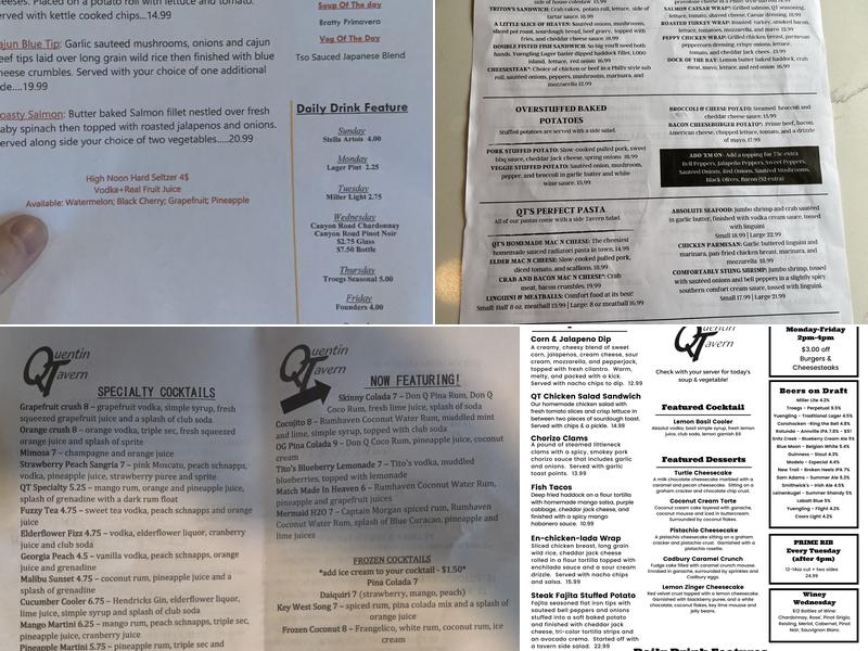 Quentin Tavern Menu
