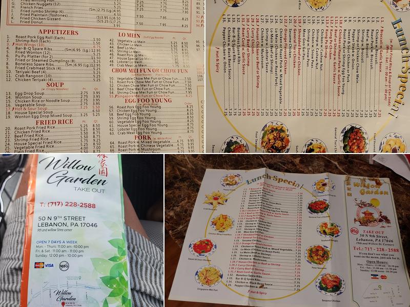 Willow Garden Menu