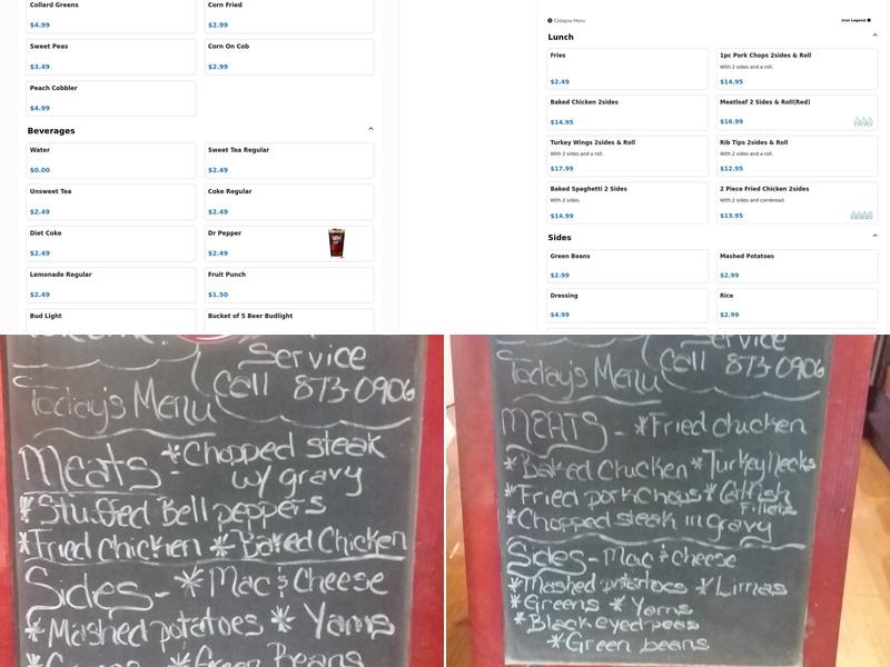 Jackie Mae's Southern Cooking Menu