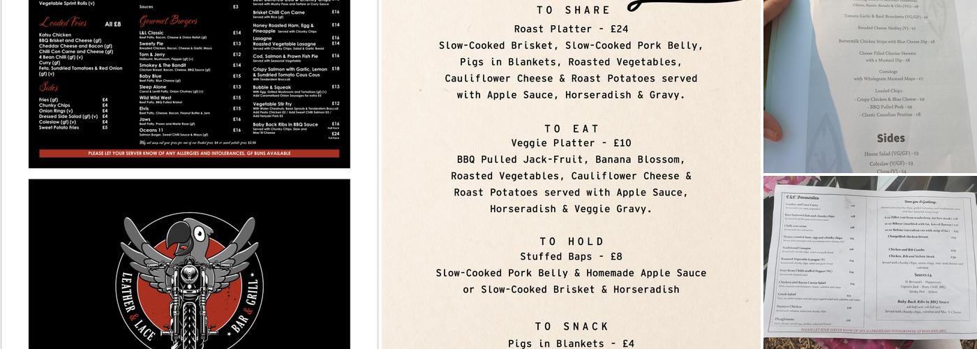 Leather and Lace Bar and Grill Menu