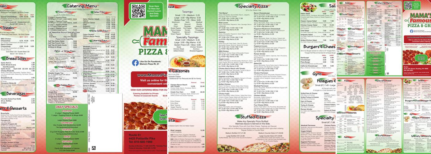 Mama's Pizza and Grill Kenhorst Plaza Menu