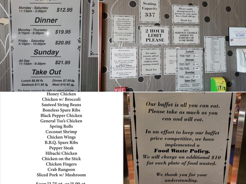 Sky Buffet Menu