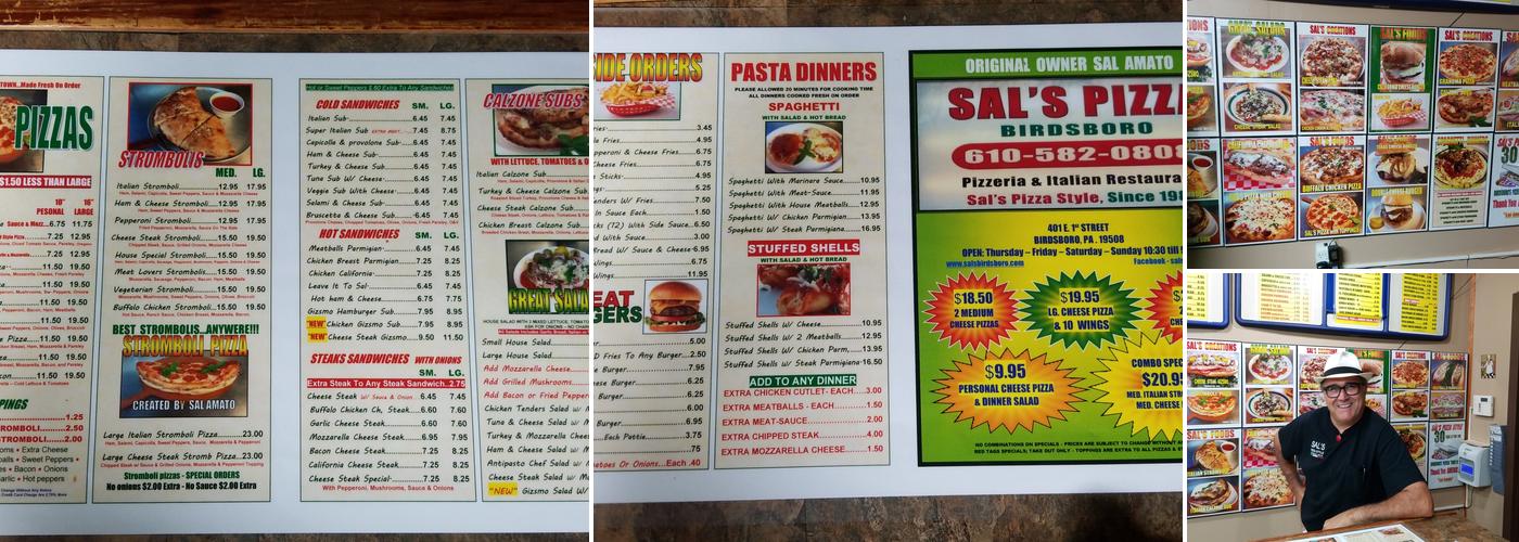 Sal's Pizza Style Menu