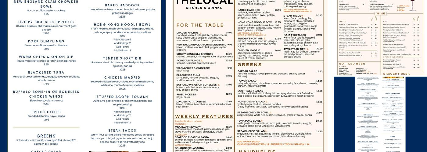 The Local Kitchen & Drinks Menu