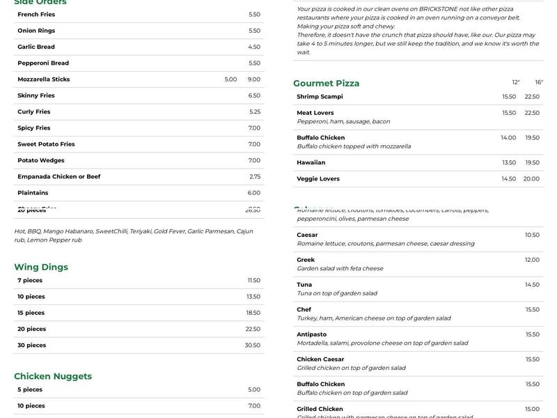 Joseph's Pizzeria Menu