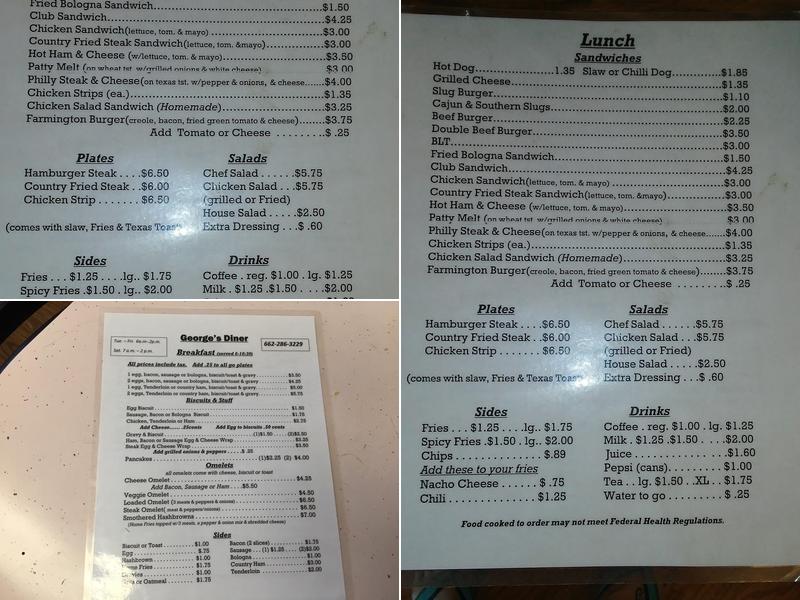 George's Diner Menu