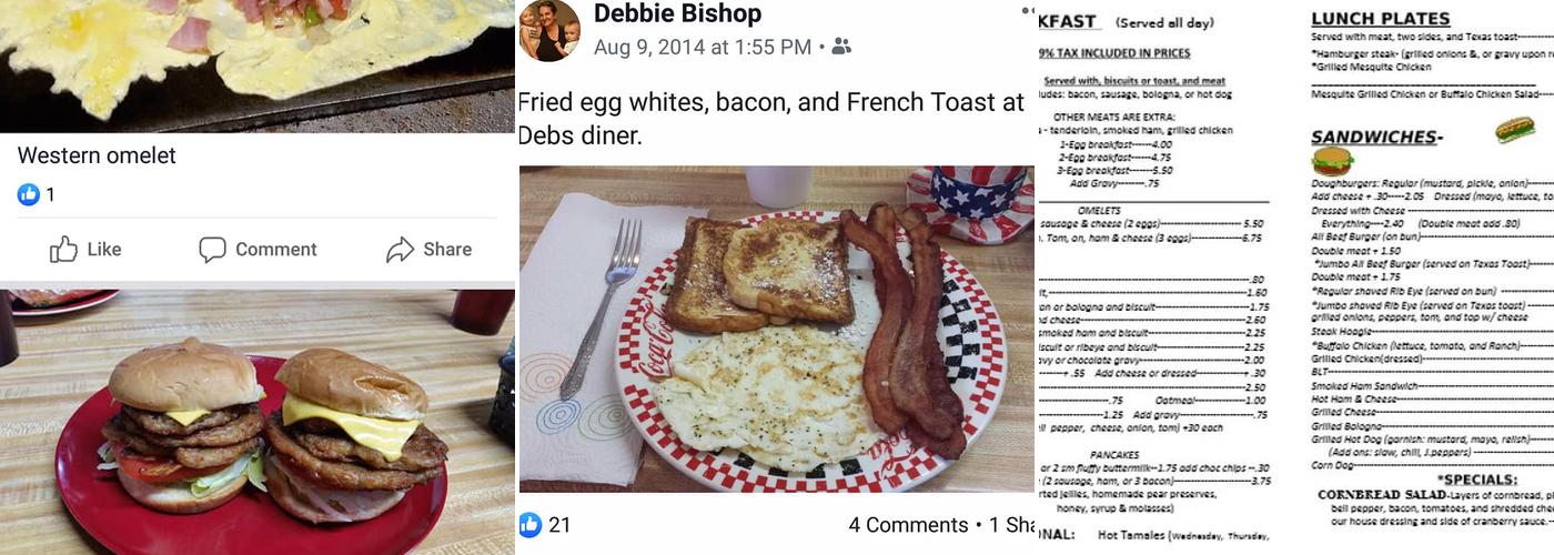 Deb’s Diner Menu