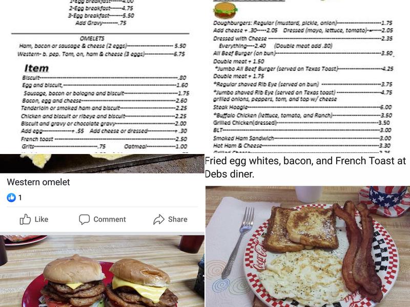 Deb’s Diner Menu