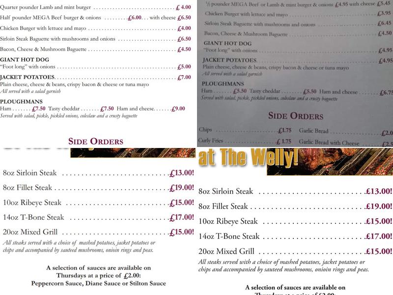 The Wellington Arms Menu