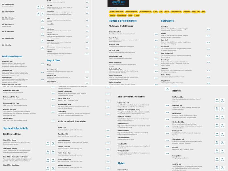Liberty Bell Menu
