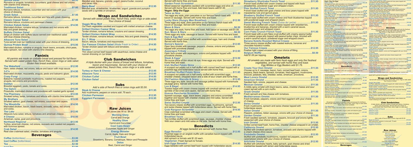 Blue Moon Grill Wakefield Menu