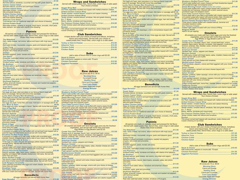 Blue Moon Grill Wakefield Menu