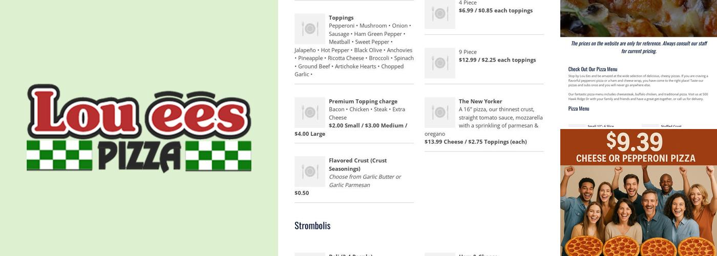 Lou Ees Menu