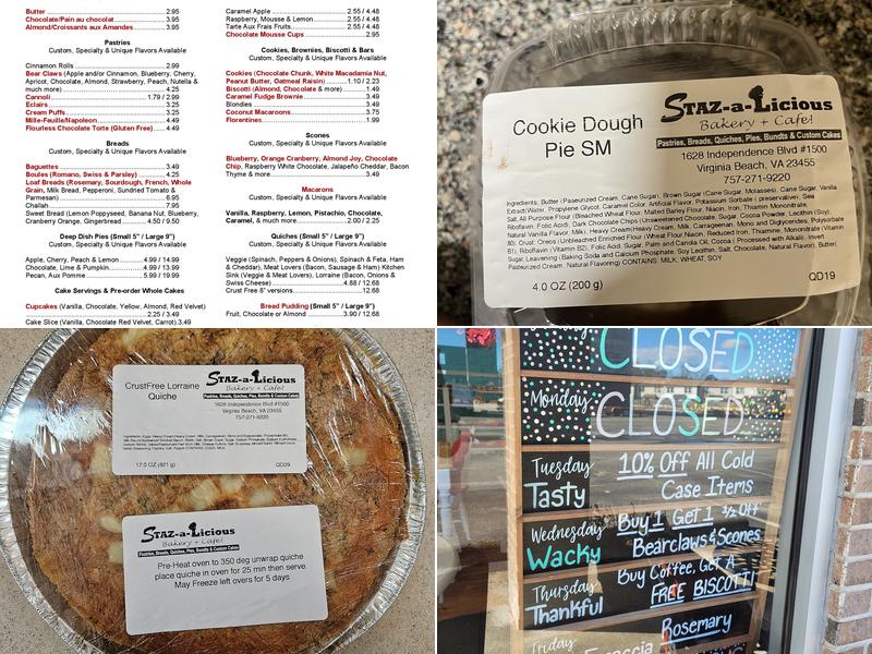 Staz-a-Licious Bakery & Cafe Menu