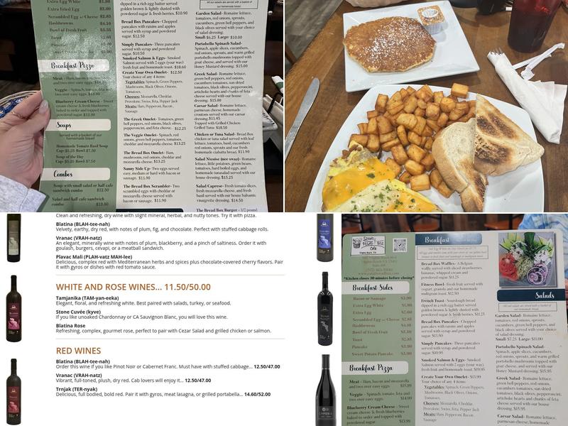 Bread Box Cafe Menu