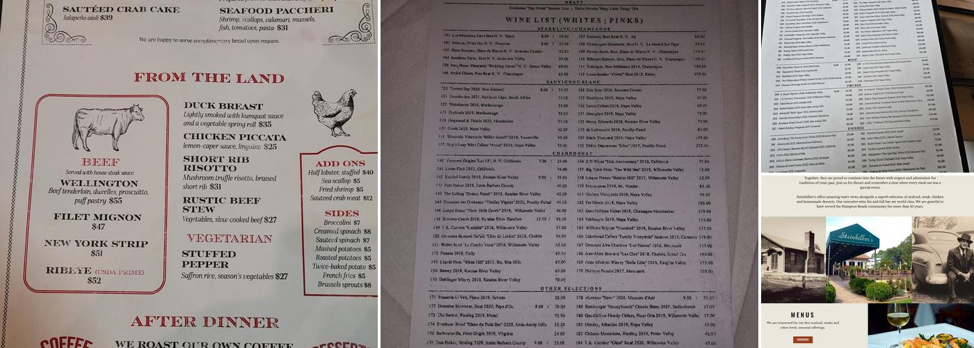 Steinhilber's Restaurant Menu