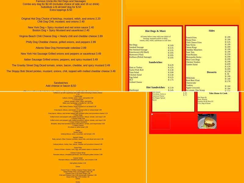 Famous Uncle Al's Hotdogs & Fries Menu