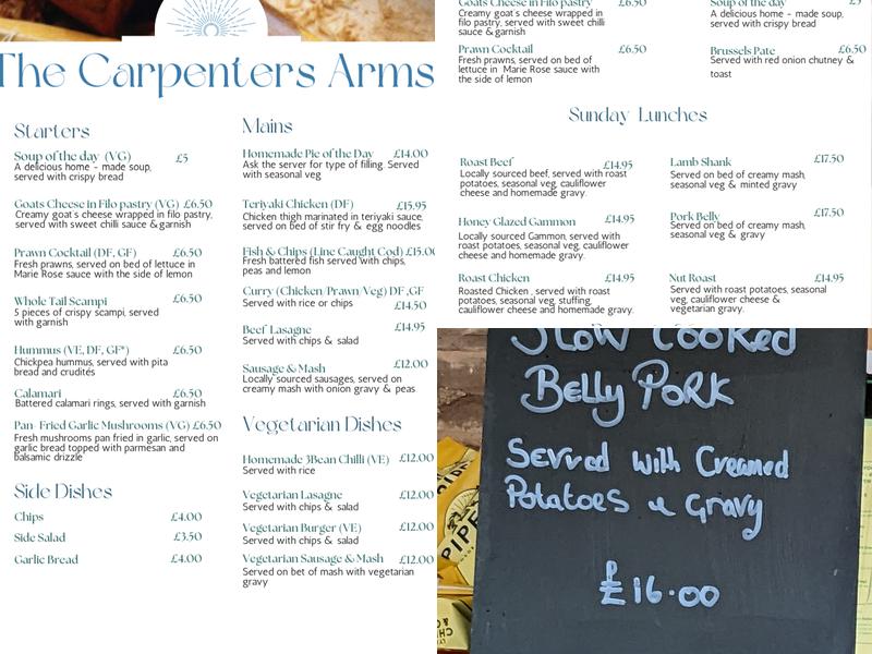 Carpenters Arms Menu
