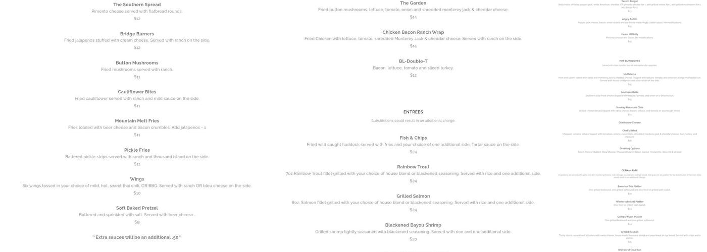 The Troll Tavern Menu