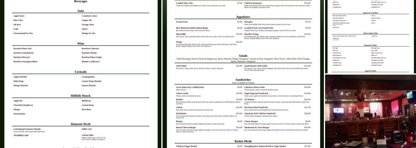 Eagle Hotel Menu