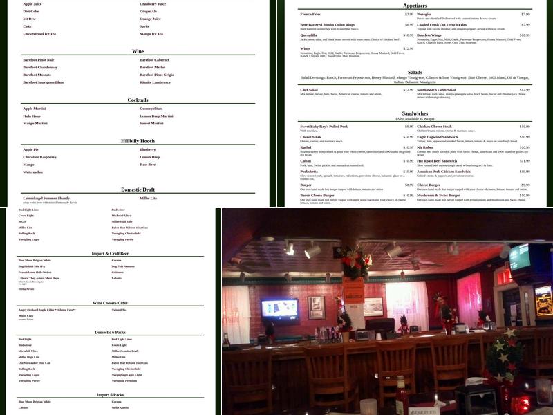 Eagle Hotel Menu