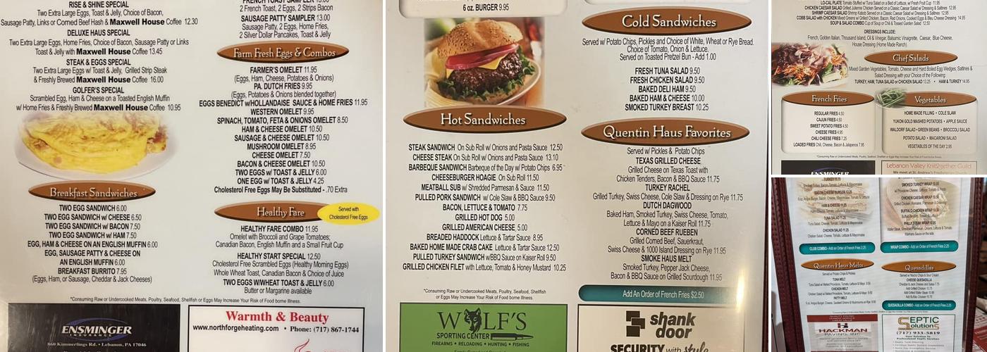 Quentin Haus Menu