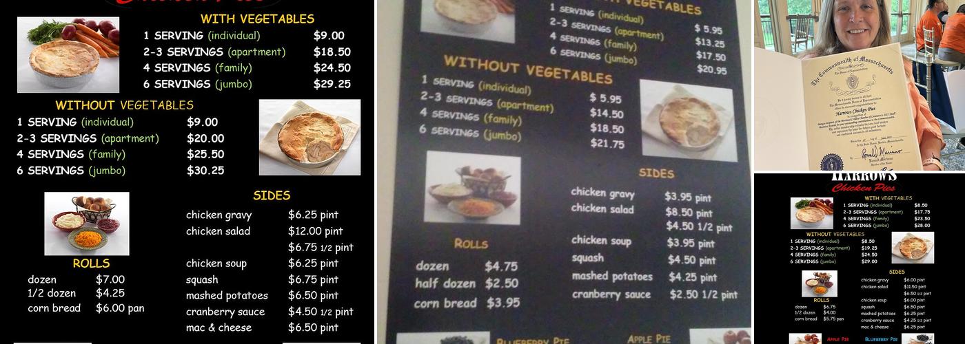 Harrows Chicken Pies Menu