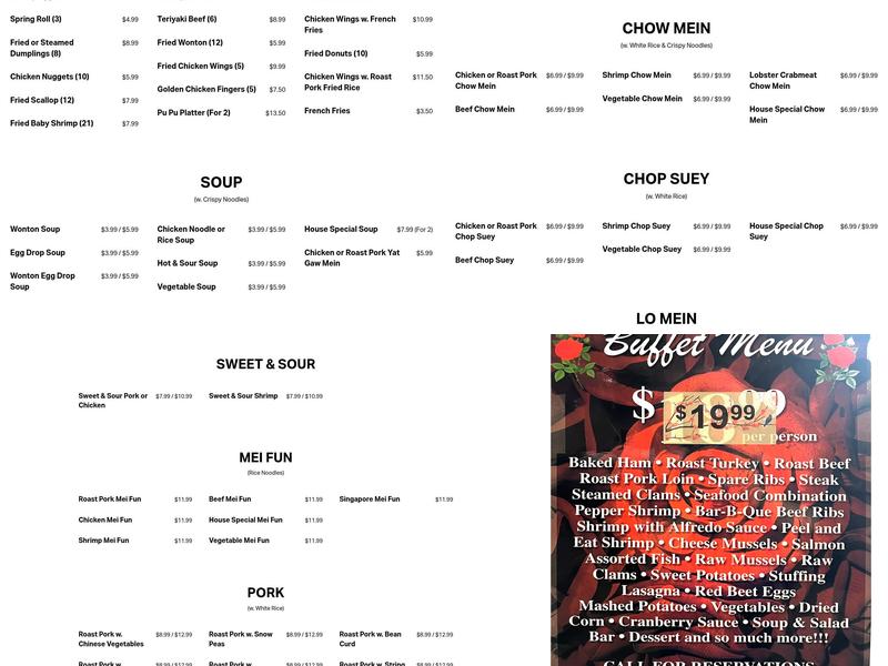 JA Buffet Menu