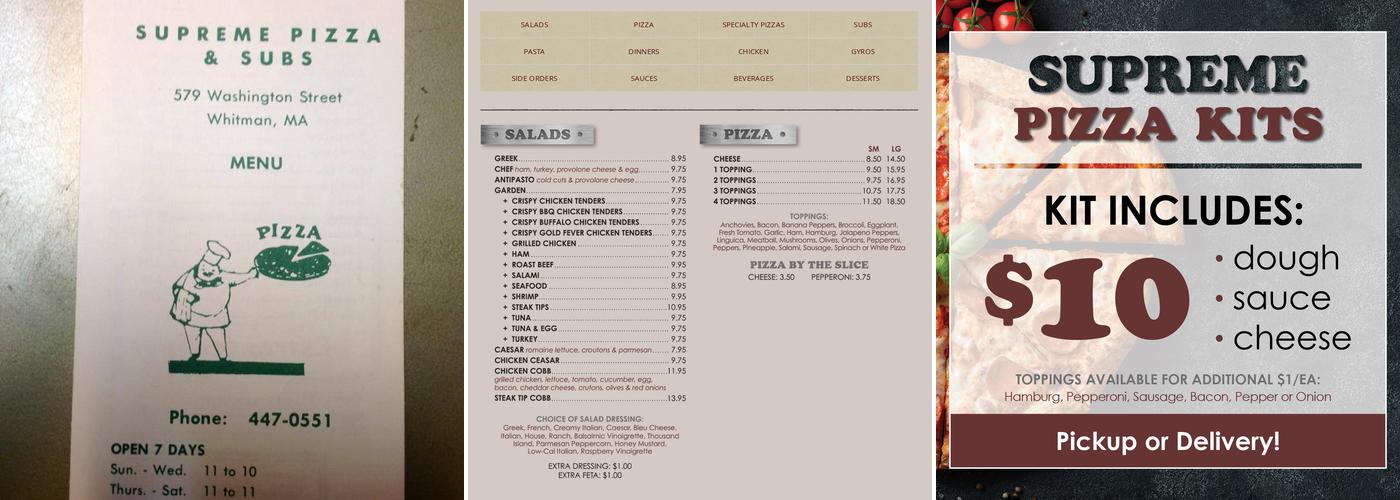 Supreme Pizza & Subs Menu