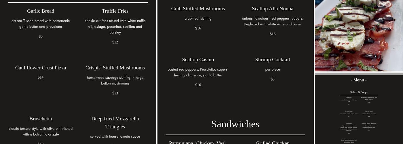 Crispi's Restaurant Menu