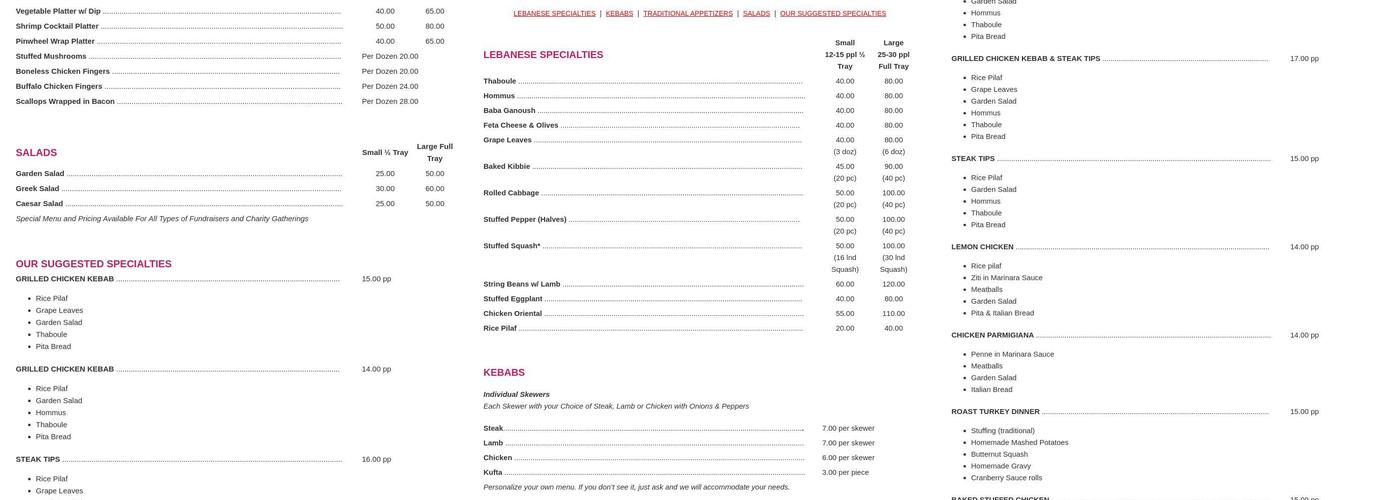 Not Just Thaboule Menu