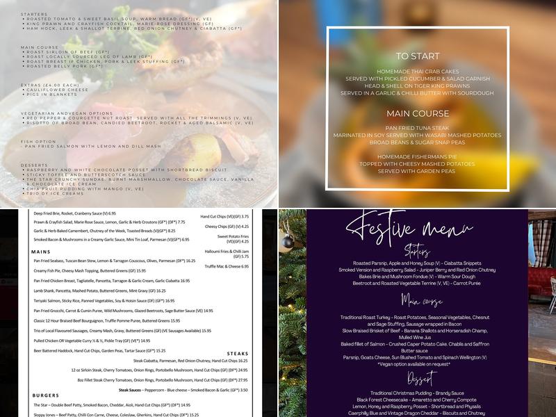 The Star on the Hill Menu