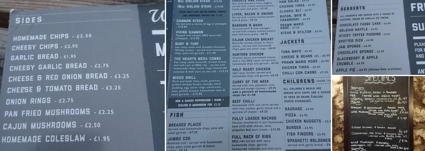 The Open Hearth Menu