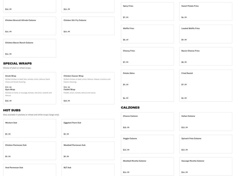 Hanover House of Pizza Menu