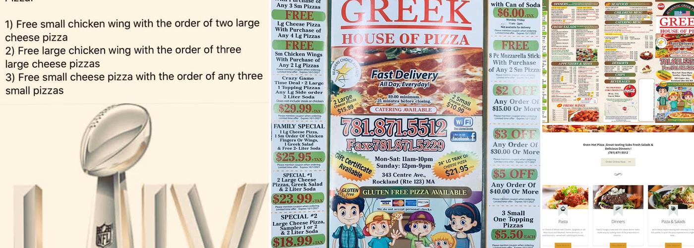 Greek House of Pizza Menu