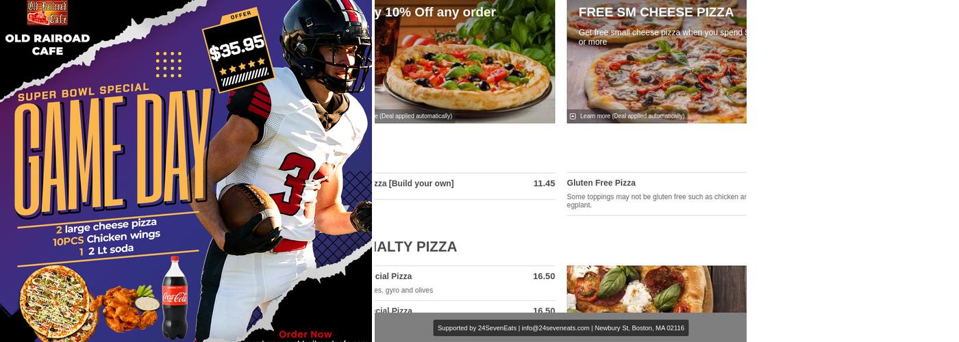 Hanover Old Railroad Pizza & Cafe Menu