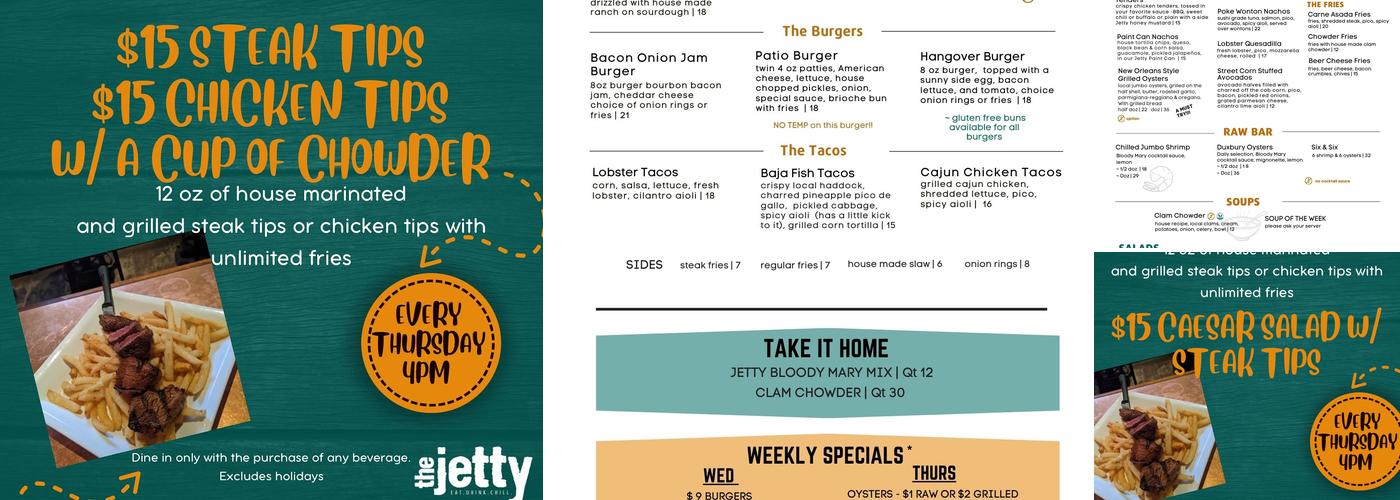 The Jetty, Kitchen & Bar Menu