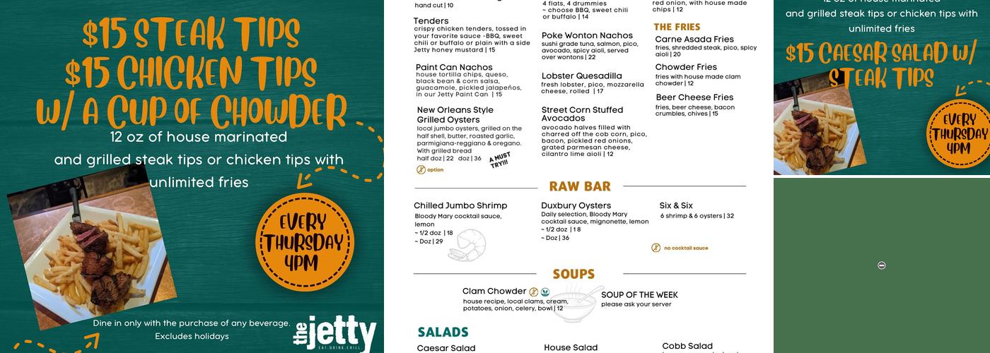 The Jetty, Kitchen & Bar Menu