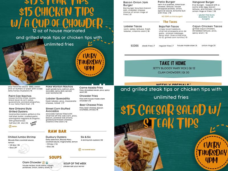 The Jetty, Kitchen & Bar Menu