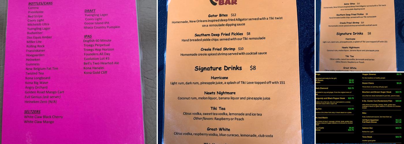 Tiki Bar Menu