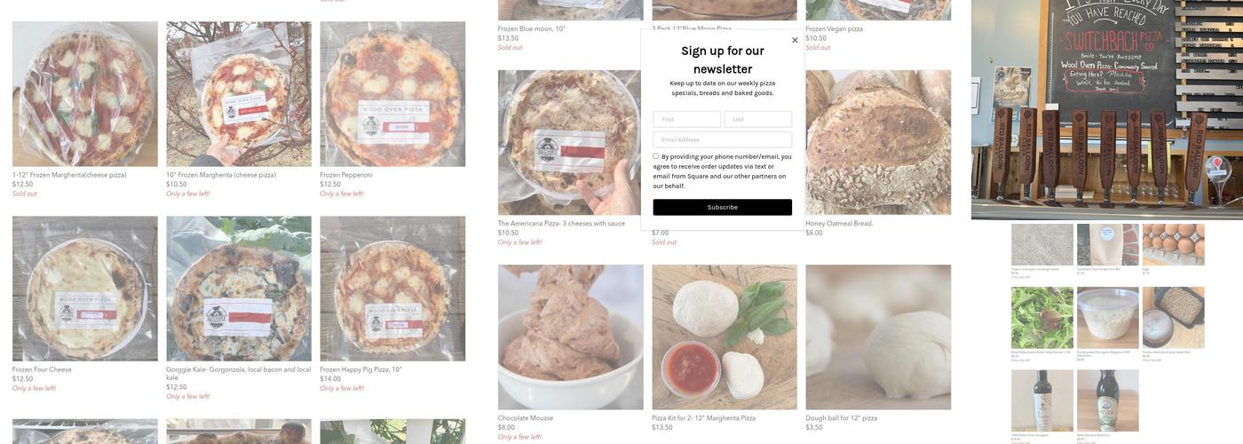 Switchback Pizza Company Menu